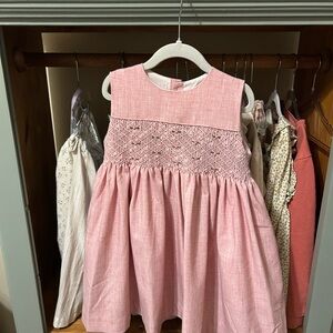 Vintage Smocked Pink Sleeveless Kids Dress